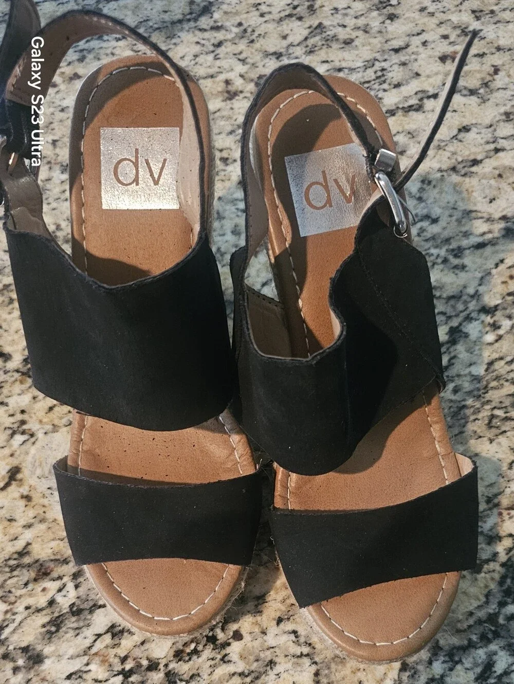 Dv By Dolce Vita Black Women’s Wedge Espadrille Sandals - Suede Upper Size 7
